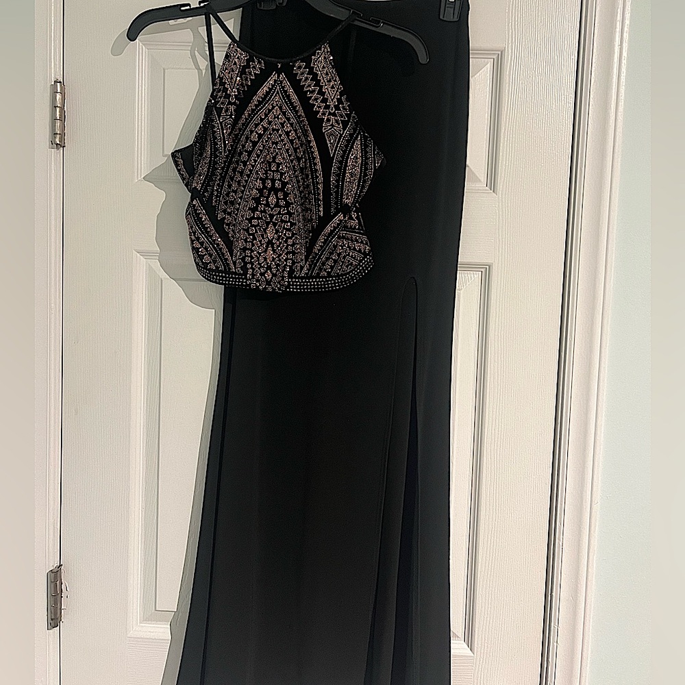 Black & Gold 2-Piece Formal Dress